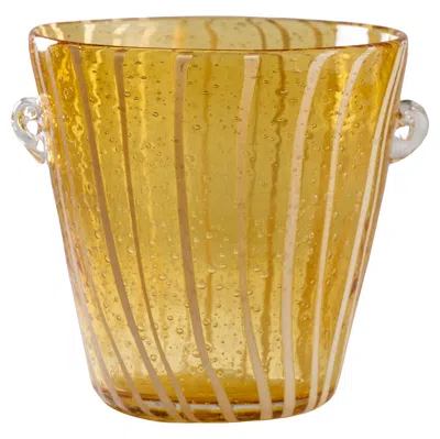 Pre-owned Venini For Disaronno Amber And White Fused Glass Ice Bucket, Murano Italy