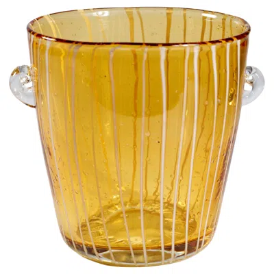 Pre-owned Venini For Disaronno Amber And White Fused Glass Ice Bucket, Murano Italy