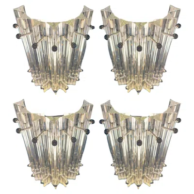 Pre-owned Venini Four Italian Wall Sconce,  Style Murano, 1990s In Brown