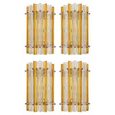 Pre-owned Venini Four Italian Wall Sconces,  Style Murano, 1990s In Sand