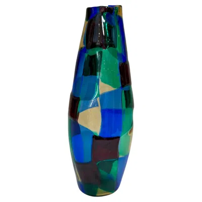 Pre-owned Venini Fulvio Bianconi For , "pezzato" Vase, Murano, Circa 1950–51 In Blue