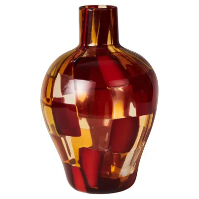 Pre-owned Venini Fulvio Bianconi Pezzato Vase For , Hand-crafted Murano Glass In Brown