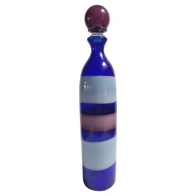 Pre-owned Venini Fulvio Bianconi  A Fasce Orizzontali Bottle Vase With Stopper Model 4581 In Purple