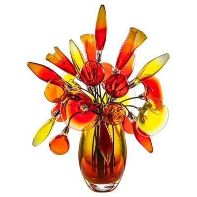 Pre-owned Venini Fuochi Boreali Glass Vase In Red And Crystal By Giorgio Vigna