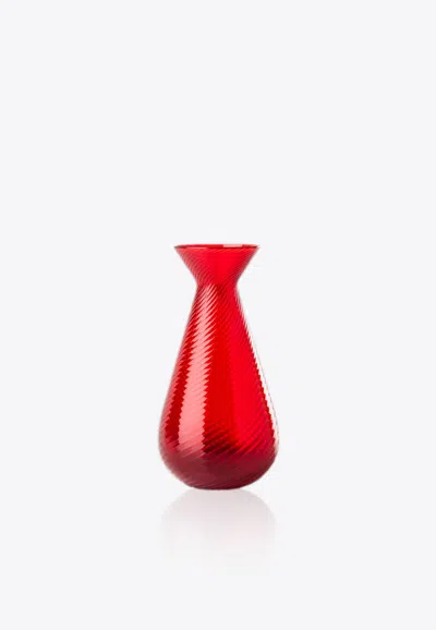 Venini Gemme Glass Vase In Red