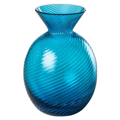 Pre-owned Venini Gemme Oval Glass Vase In Sapphire By  In Blue