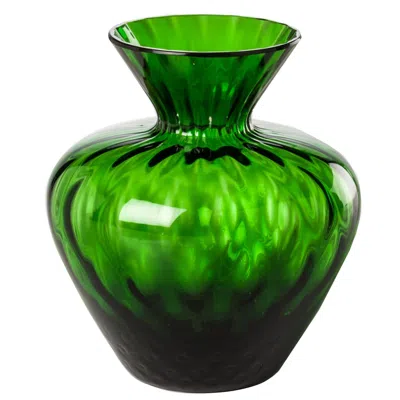 Pre-owned Venini Gemme Short Glass Vase In Grass Green By