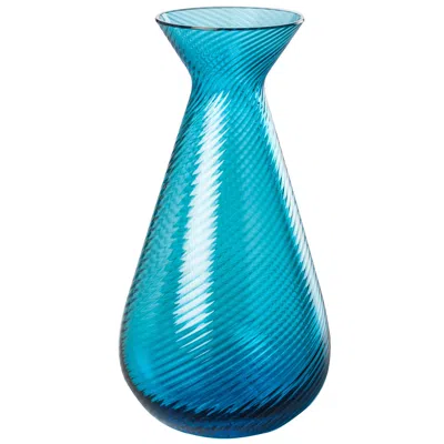 Pre-owned Venini Gemme Triangular Glass Vase In Aquamarine By  In Blue