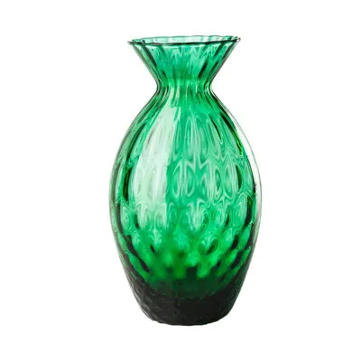 Pre-owned Venini Gemme Vase In Green Balloton Blown Glass By