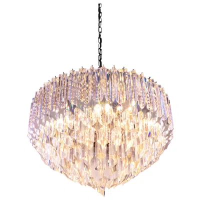 Pre-owned Venini Glamorous 21" Novaresi Chandelier Crystal Prisms & Gilt-brass, Italy 1970s In Sand