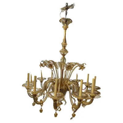 Pre-owned Venini Grand Mid Century Modern Sculptural Italian 12 Arm Murano Chandelier In Brown