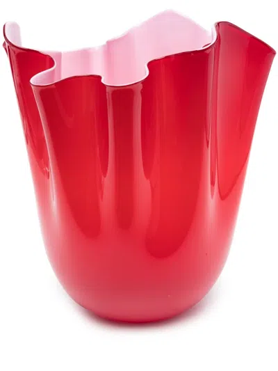 Venini Handkerchief Ceramic Vase In Red