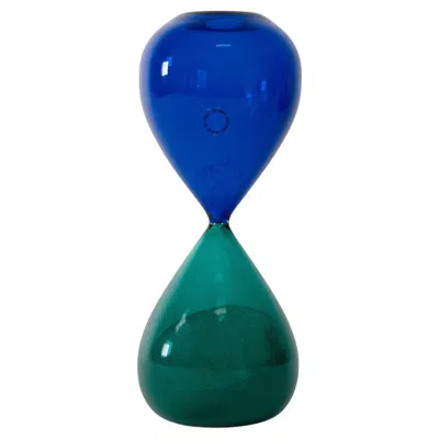 Pre-owned Venini Hourglass Green And Blue Signed 1998, Made In Italy