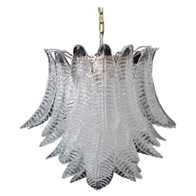 Pre-owned Venini Huge Italian Murano Six-tier Felci Glass Chandelier By Barovier E Toso In Transparent