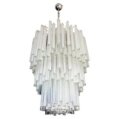 Pre-owned Venini Huge Murano Chandelier Trasparent Triedri – 187 Prism - Mariangela Model In Transparent