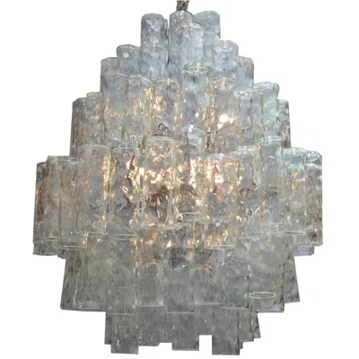 Pre-owned Venini Huge Seven-tier Italian Crystal And Chrome Chandelier In Transparent