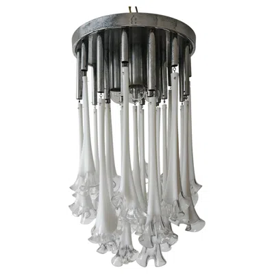 Pre-owned Venini Iconic Mid Century Modern Murano Glass Calla Lily Chandelier By , Italy In Transparent