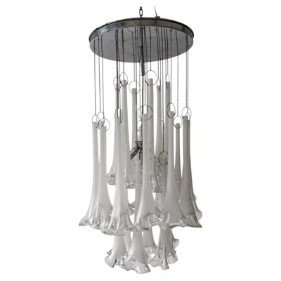 Pre-owned Venini Iconic Mid Century Murano Glass Calla Lily Chandelier Attr. To , Italy In Transparent
