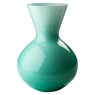 Pre-owned Venini Idria Large Round Glass Vase In Mint Green By
