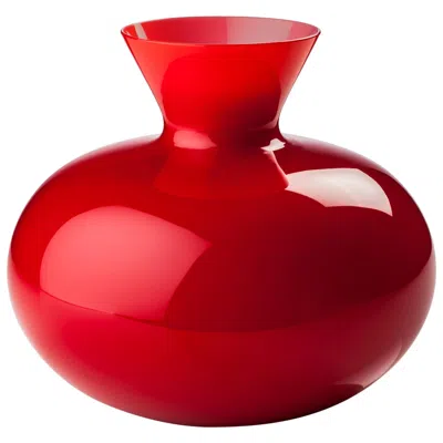 Pre-owned Venini Idria Small Round Glass Vase In Red By