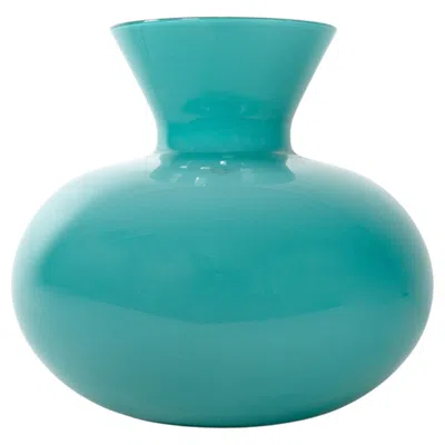 Pre-owned Venini Idria Vase Turquoise Color Murano Glass, Signed 2016, Made In Italy In Blue