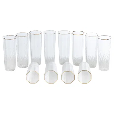 Pre-owned Venini Important Set Of 12 Glasses, Tableware, Gold, Murano Design , 1970s Italy In Gray