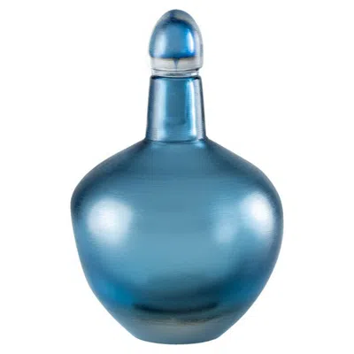Pre-owned Venini Incise Glass Bottle In Blue Iron By
