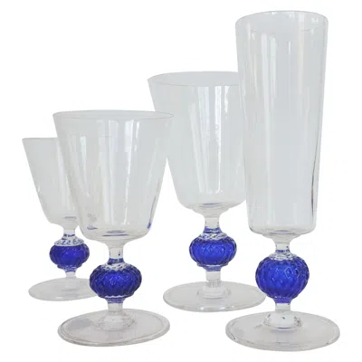 Pre-owned Venini Italian 1950s Murano Glass Hand Blown Set Of 40 Drinking Glasses In Gray