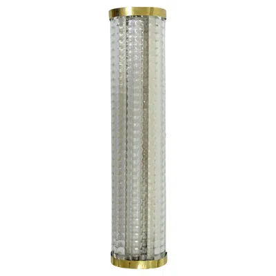 Pre-owned Venini Italian 1960s Murano Glass And Brass Neon Wall Lamp In Transparent