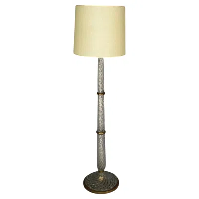 Pre-owned Venini Italian Art Deco Glass And Brass Floor Lamp By Carlo Scarpa For , 1930s In Sand