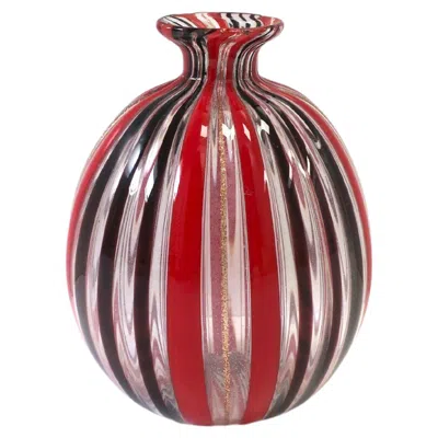 Pre-owned Venini Italian Art Glass Vase Red Brown, Small