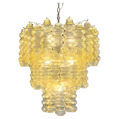 Pre-owned Venini Italian Chandelier In Murano Glass, 1980s In Beige
