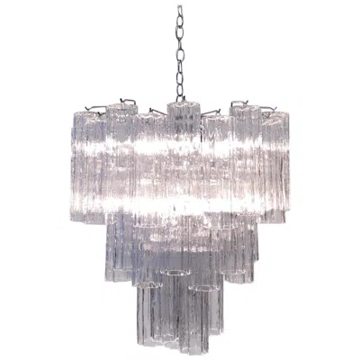 Pre-owned Venini Italian Clear Murano Glass Chandelier By  In Transparent