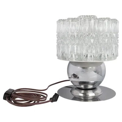 Pre-owned Venini Italian Mid Century Modern Chrome Glass Table Lamp Sciolari  Murano 1960 In Transparent