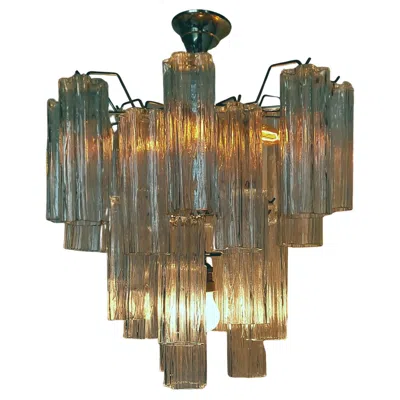 Pre-owned Venini Italian Midcentury Chandelier In Style Of Tronchi In Brown