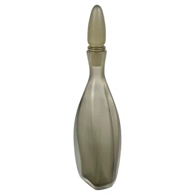 Pre-owned Venini Italian Modern Decorative Bottle With Cap In Gray Murano Glass By , 1990s