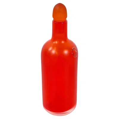 Pre-owned Venini Italian Modern Decorative Bottle With Cap In Red Murano Glass By , 1990s
