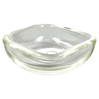 Pre-owned Venini Italian Modern Squared Ashtray In Transparent Murano Glass By , 1990s In Gray