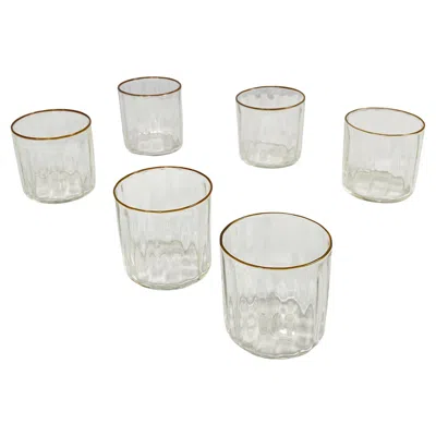 Pre-owned Venini Italian Modern Transparent And Yellow Glass Glasses By , 1990s