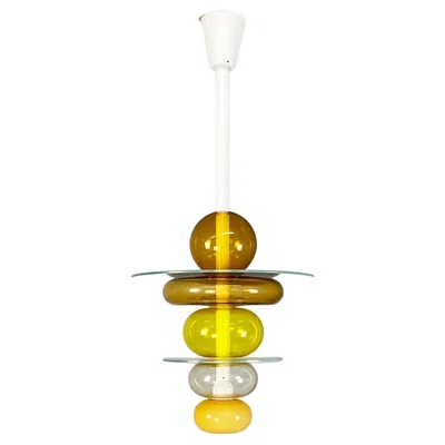 Pre-owned Venini Italian Modern Yellow Glass Chandelier Firenze, Ettore Sottsass For , 1990