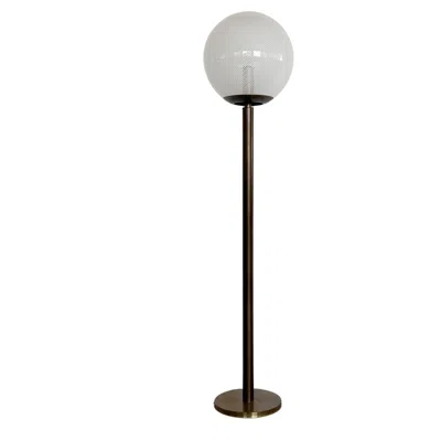 Pre-owned Venini Italian Murano Glass Globe And Brass Floor Lamp, 1970s In Transparent