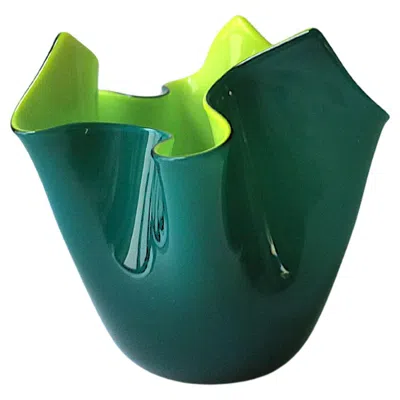 Pre-owned Venini Italian Murano Vase In Blue