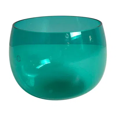 Pre-owned Venini Italian Post-modern Murano Teal Glass Decorative Bowl By , 1990s In Green
