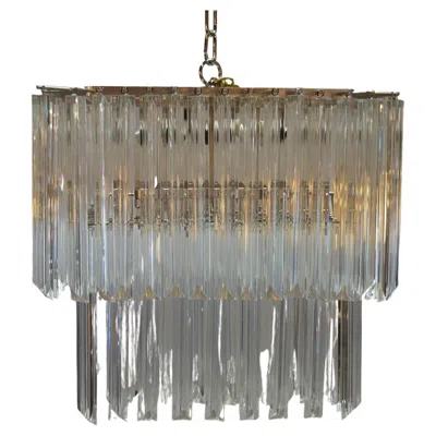 Pre-owned Venini Italian Square Shape Chandelier In The Style Of , Circa 1970s In Transparent