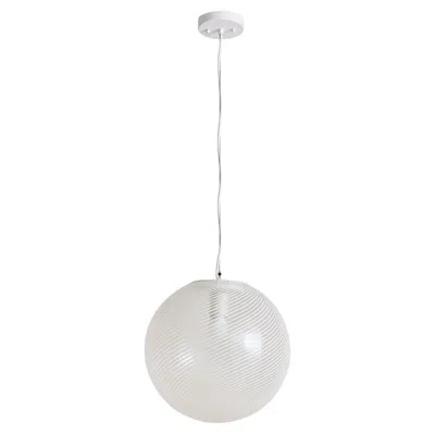 Pre-owned Venini Italian Striped Murano Glass Pendant In Manner Of , 1970s - 2 Available In Transparent
