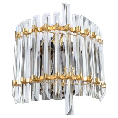 Pre-owned Venini Italian  Style Crystal & Brass Large Sconce, Wall Light Mid-century Modern In Transparent