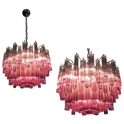 Pre-owned Venini Italian Vintage Chandelier, Murano, 1980s In Pink