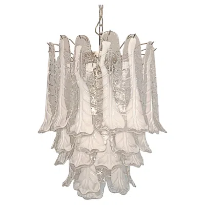 Pre-owned Venini Italian Vintage Murano Chandelier 41 Glass Lattimo Necktie In Sand