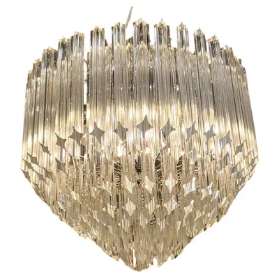 Pre-owned Venini Italian Waterfall Crystal Chandelier In Sand