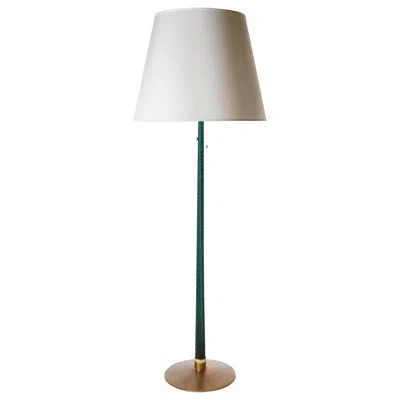 Pre-owned Venini J.t. Kalmar Floor Lamp, Brass Emerald Green Murano Glass, 1960